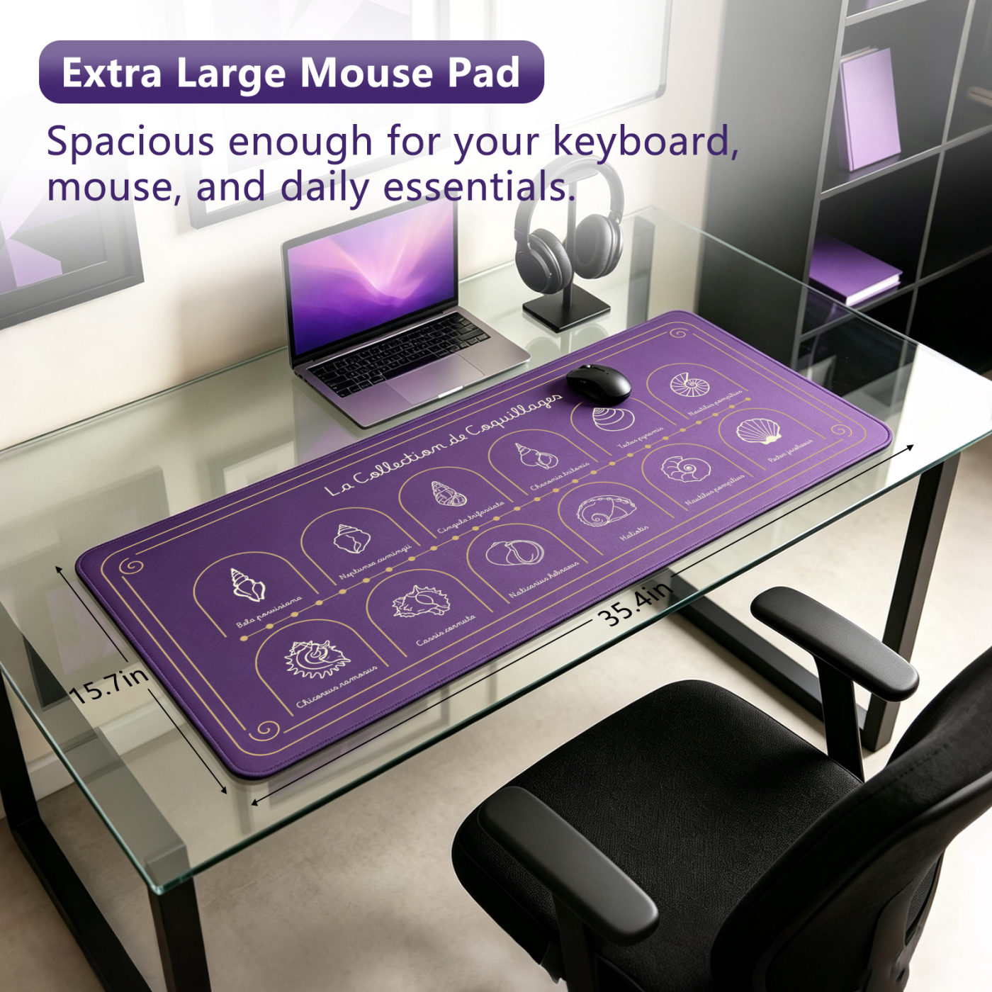 Purple seashell — XL calm for big desks